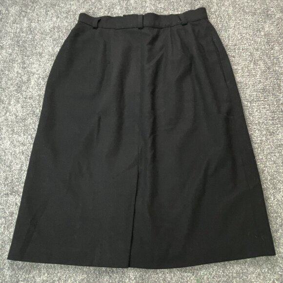 VTG LL Bean Skirt Womens 14 Black 100% Wool USA Made Pockets Lined 27”L Career - Picture 8 of 13